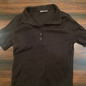 Zara black polo crop top